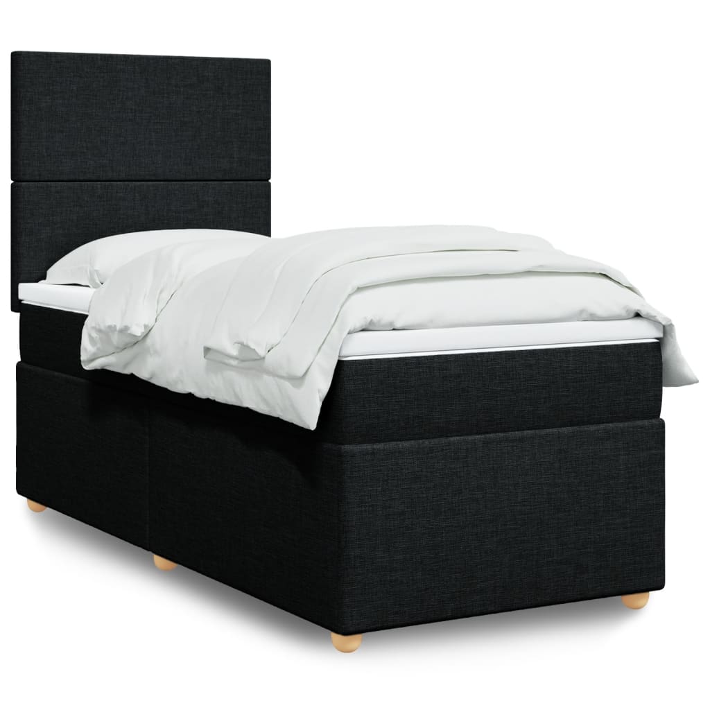 Boxspring met matras stof zwart 90x200 cm is nu te koop bij PeponiXL, paradijselijk wonen!