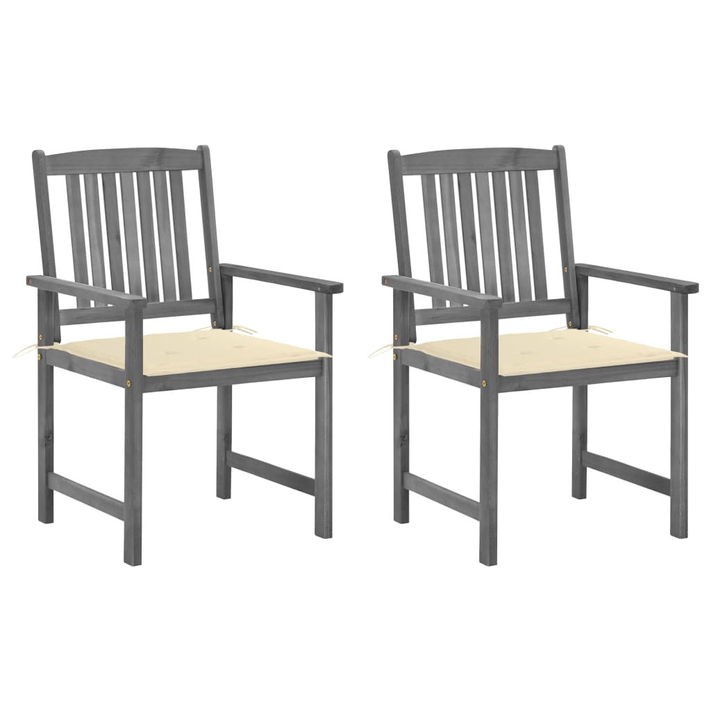 Tuinstoelen 2 st met kussens massief acaciahout grijs is nu te koop bij PeponiXL, paradijselijk wonen!