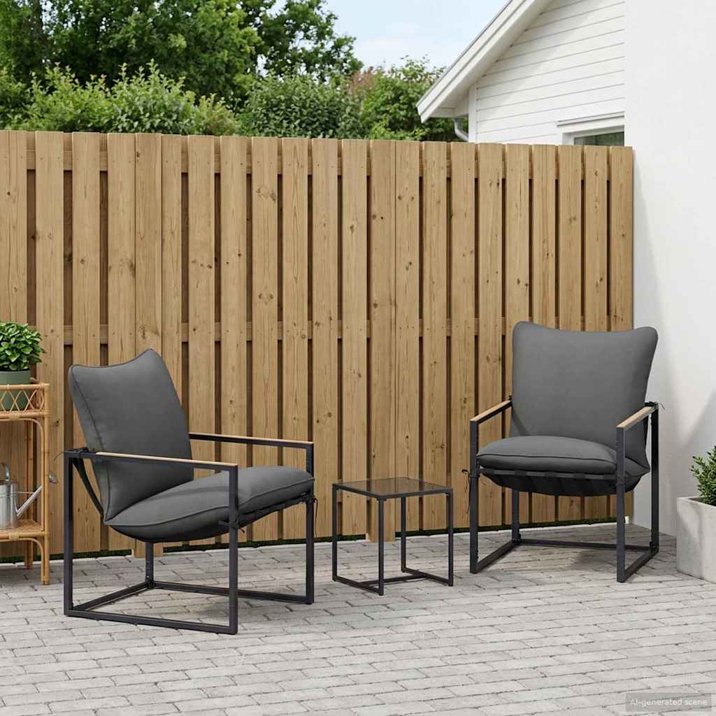 Tuinbankenset 3 pcs Zwart en Anthraciet Staal is nu te koop bij PeponiXL, paradijselijk wonen!
