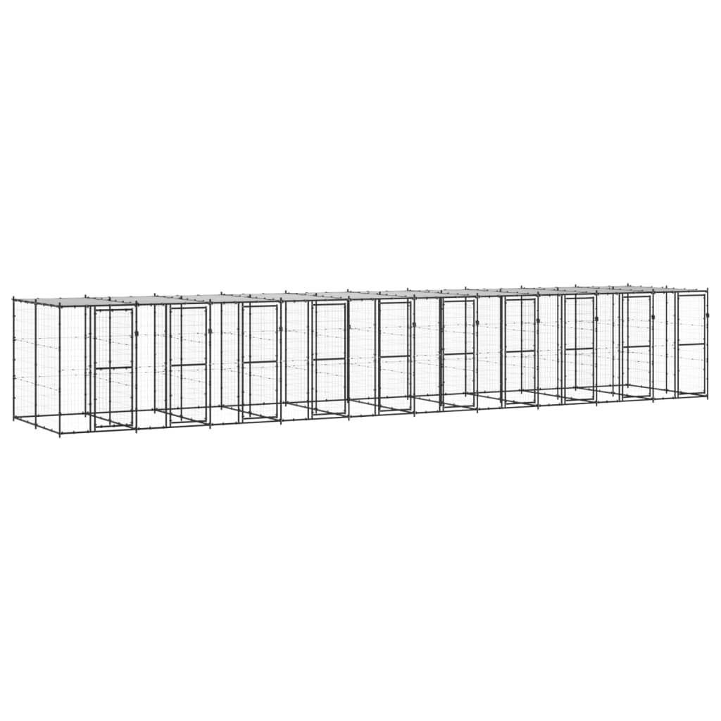 Hondenkennel met dak 24,2 m² staal is nu te koop bij PeponiXL, paradijselijk wonen!