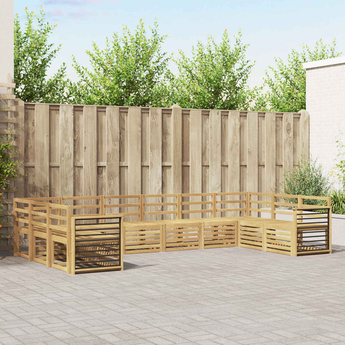 Buiten bankenset 10 pcs Wit 363 x 187,5 x 73 cm is nu te koop bij PeponiXL, paradijselijk wonen!