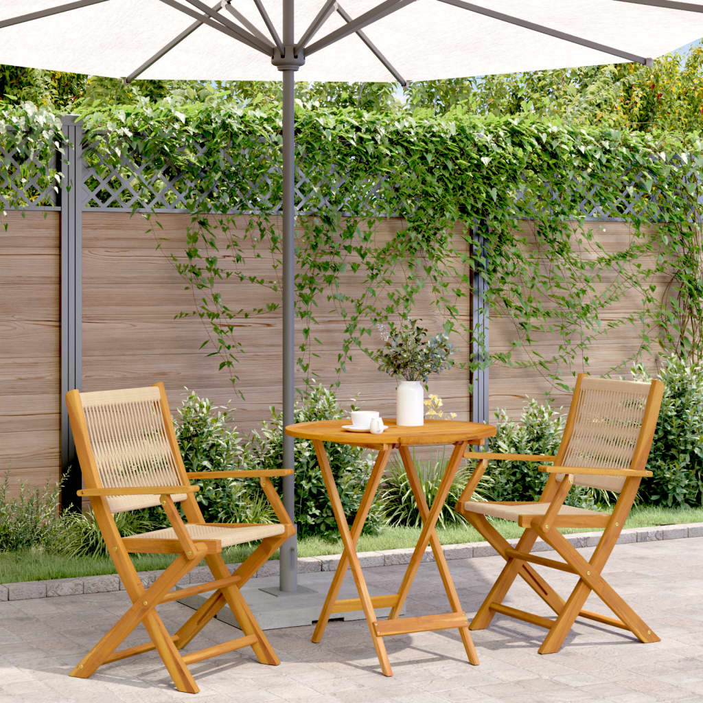 3-delige Bistroset polypropeen en massief hout beige is nu te koop bij PeponiXL, paradijselijk wonen!