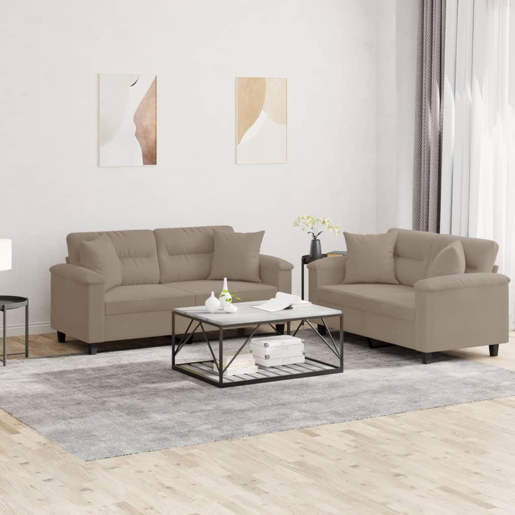 2-delige Loungeset met kussens microvezelstof taupe is nu te koop bij PeponiXL, paradijselijk wonen!
