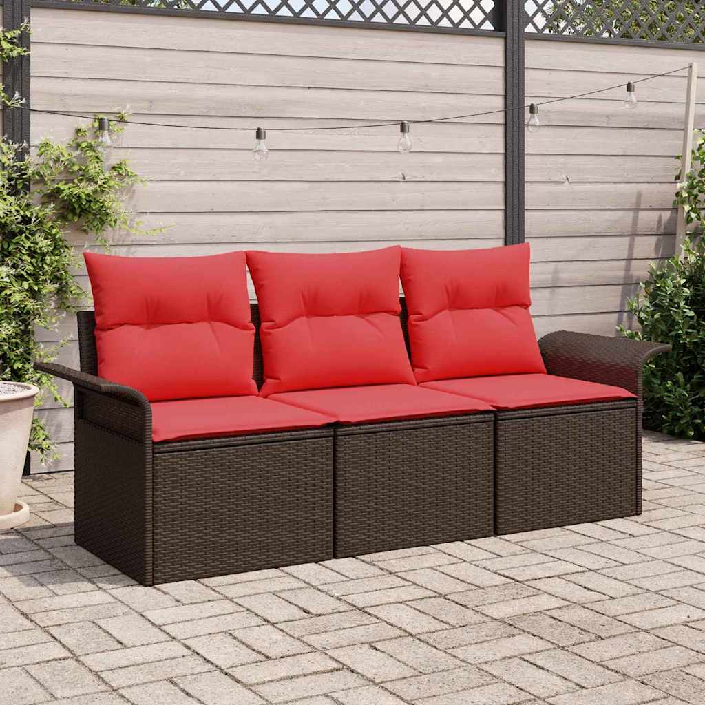 Tuin Sofa Set met kussen met opslag 3 pcs Bruin Poly riet is nu te koop bij PeponiXL, paradijselijk wonen!