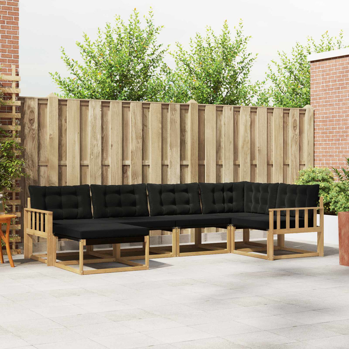 Buiten bankenset met kussen 6 pcs Wit en zwart is nu te koop bij PeponiXL, paradijselijk wonen!