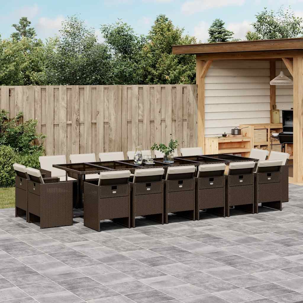 17-delige Tuinset met kussens poly rattan bruin is nu te koop bij PeponiXL, paradijselijk wonen!