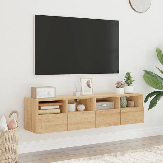 Tv-meubels 2 st 60x30x30 cm bewerkt hout sonoma eikenkleurig is nu te koop bij PeponiXL, paradijselijk wonen!