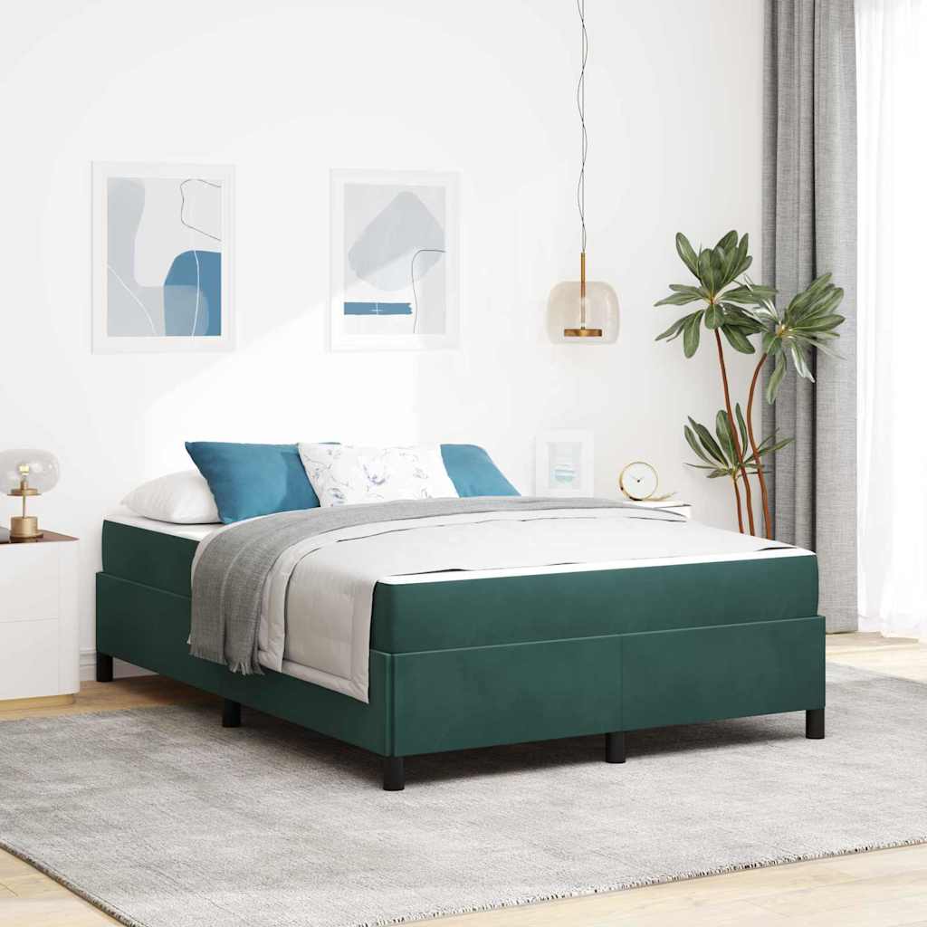 Bedframe met matras Donkergroen 140 x 190 cm Stof is nu te koop bij PeponiXL, paradijselijk wonen!