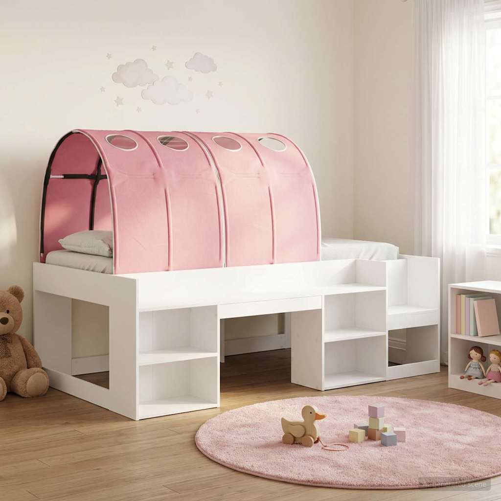 Bedframe met tunnel 3 st Wit en Roze Geconstrueerd hout is nu te koop bij PeponiXL, paradijselijk wonen!