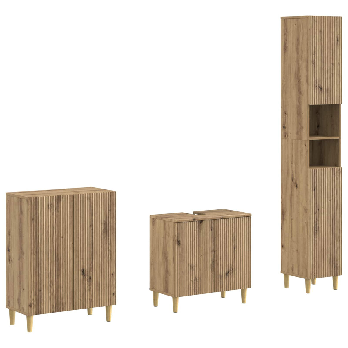 3-delige badkamerkast set ARNHEM Artisanaal eiken Bewerkt hout is nu te koop bij PeponiXL, paradijselijk wonen!