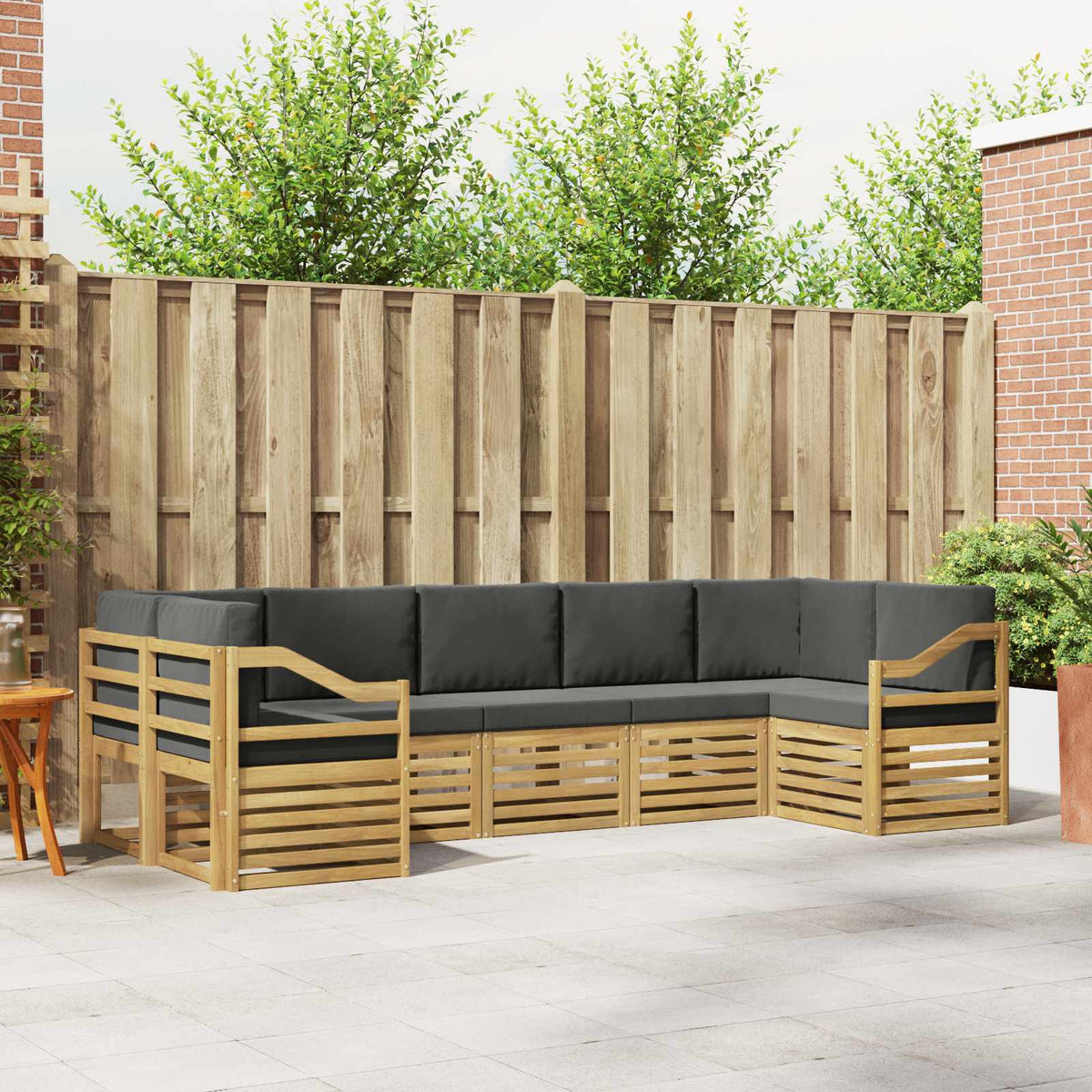 Hoekbank Set 7 pcs Wit en antracietkleurig 304 x 126,5 x 73 cm is nu te koop bij PeponiXL, paradijselijk wonen!