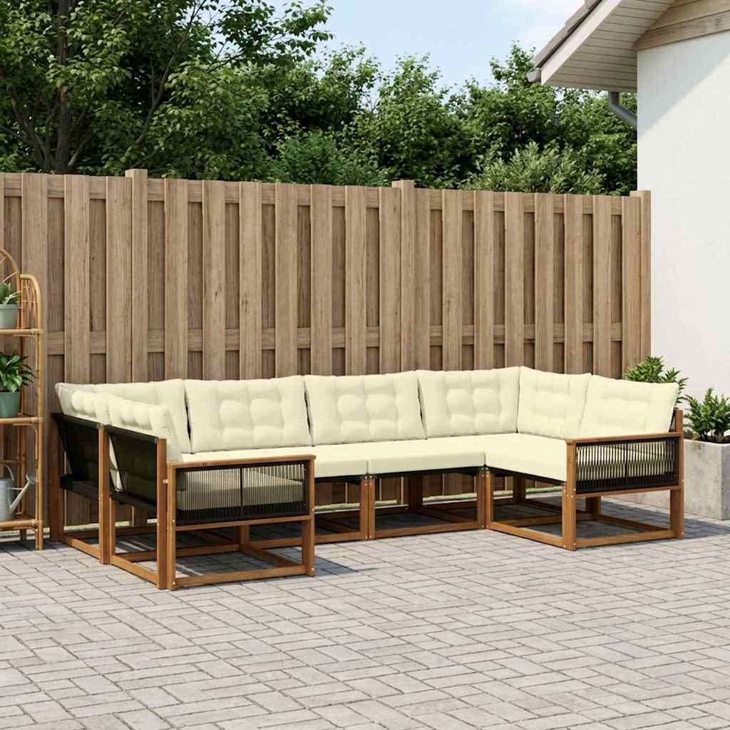 Buiten bankenset met kussen 6 pcs Natuurlijk en Crème is nu te koop bij PeponiXL, paradijselijk wonen!