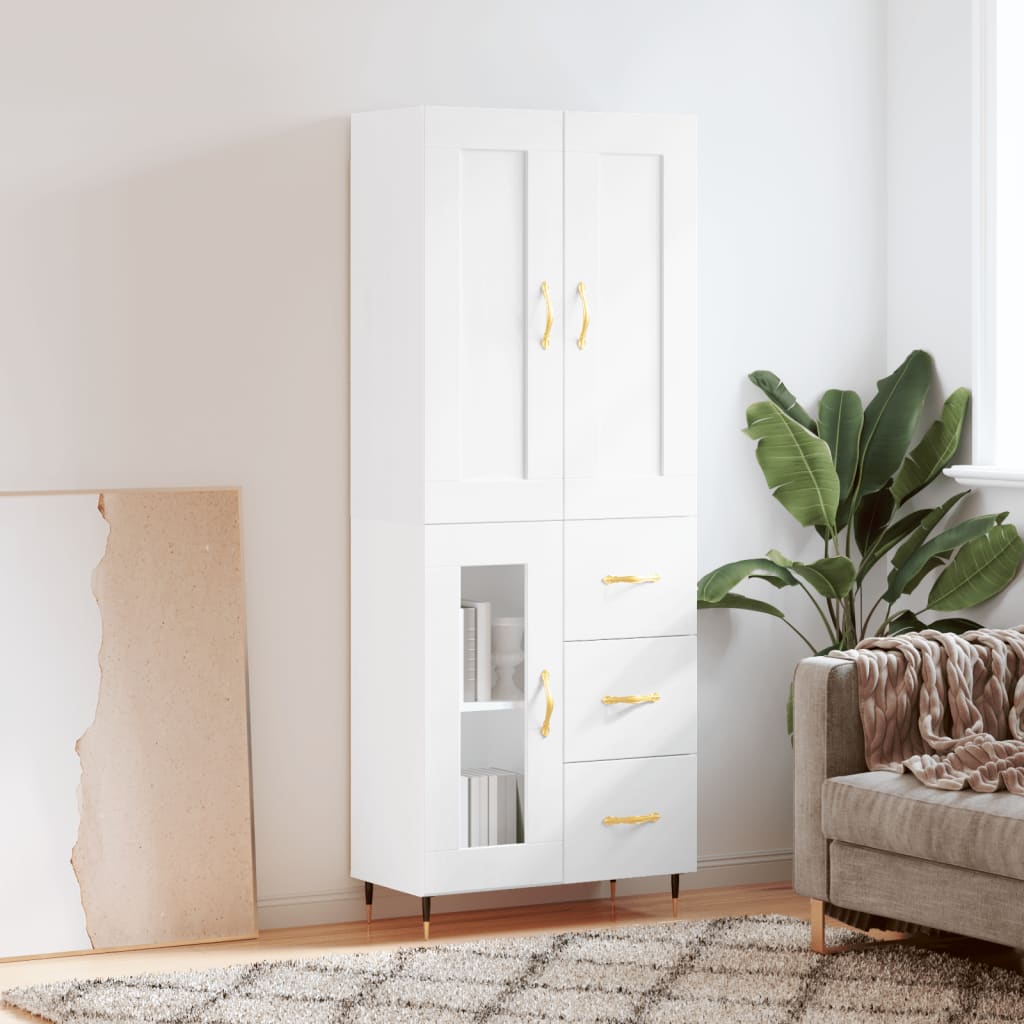 Hoge kast 69,5x34x180 cm bewerkt hout wit is nu te koop bij PeponiXL, paradijselijk wonen!
