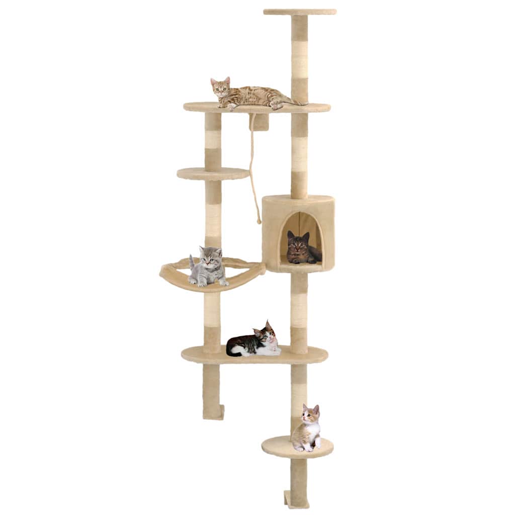 Kattenkrabpaal met sisal krabpalen wandmontage 194 cm beige is nu te koop bij PeponiXL, paradijselijk wonen!