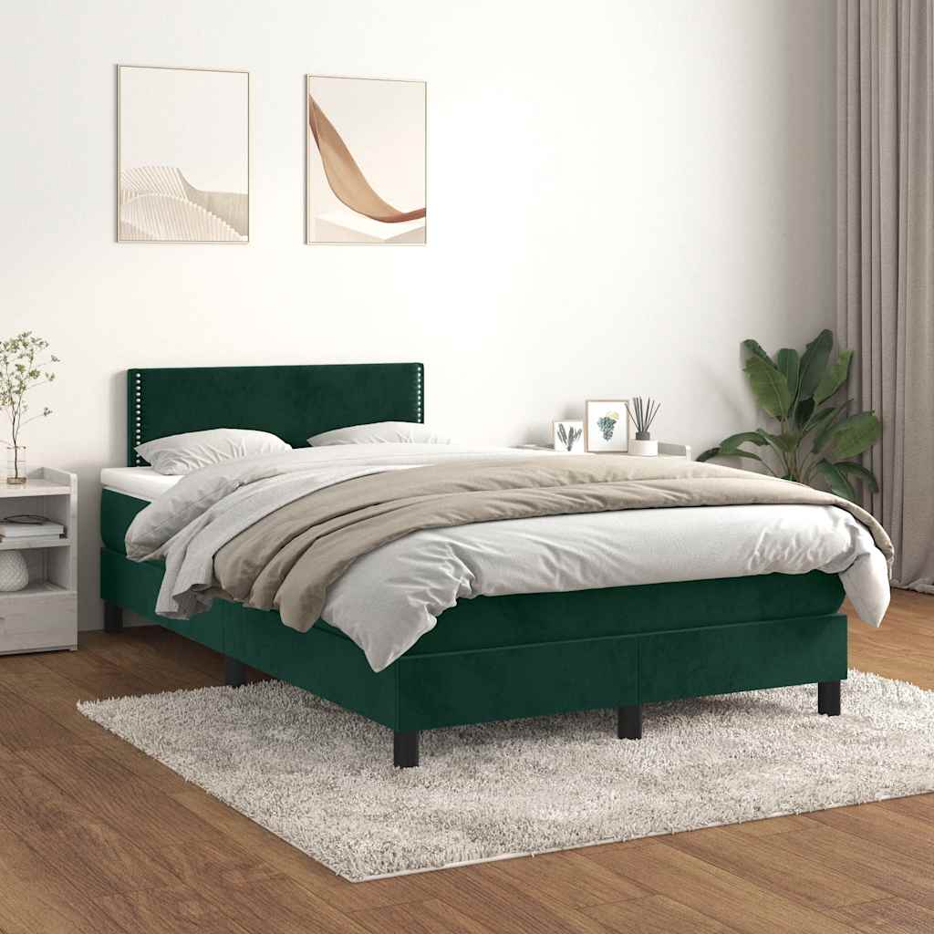 Boxspring met matras fluweel donkergroen 120x200 cm is nu te koop bij PeponiXL, paradijselijk wonen!