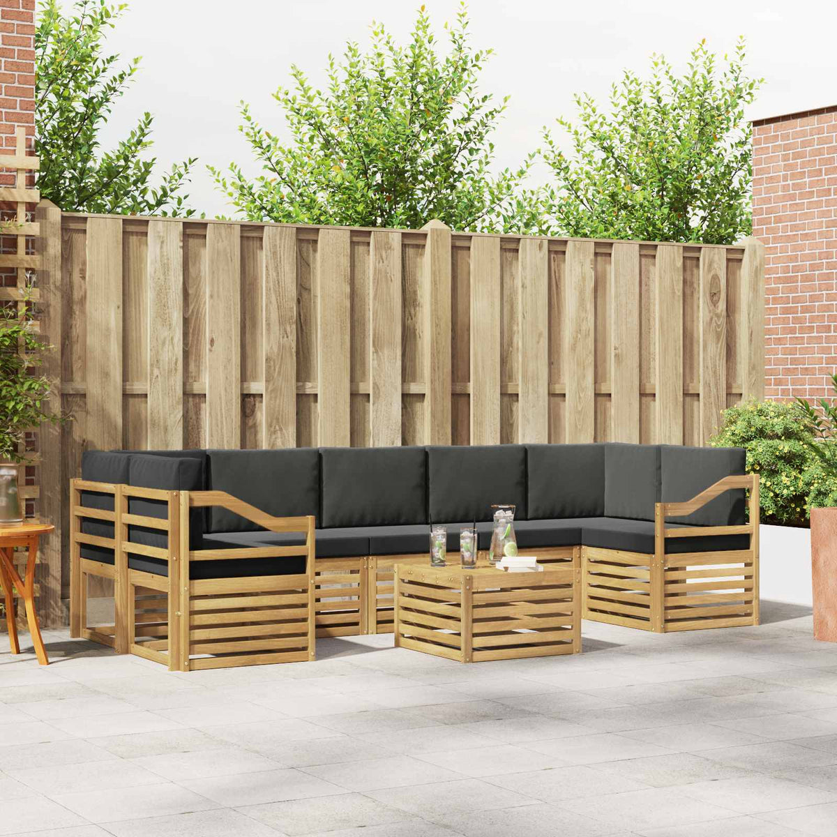 Buiten bankenset 8 pcs Wit en antracietkleurig Polyester is nu te koop bij PeponiXL, paradijselijk wonen!