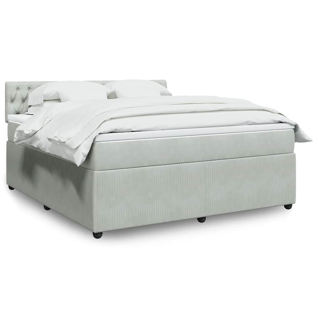 Boxspring met matras fluweel lichtgrijs 180x200 cm is nu te koop bij PeponiXL, paradijselijk wonen!