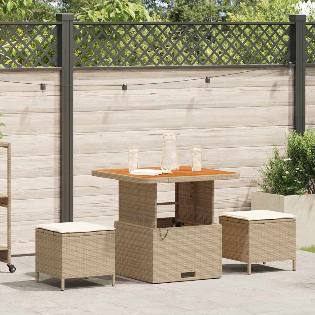 Tuin eettafelset Beige poly rattan is nu te koop bij PeponiXL, paradijselijk wonen!