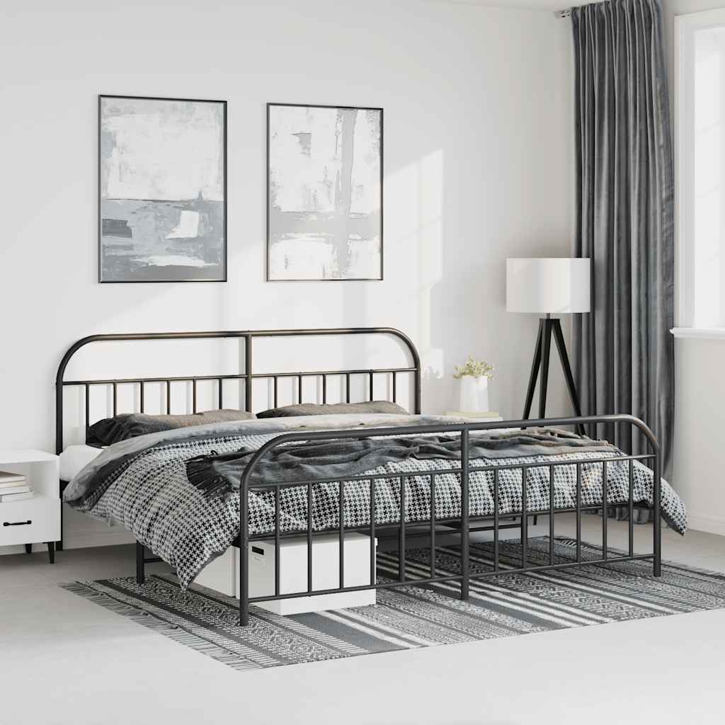 Bedframe met hoofd- en voeteneinde metaal zwart 183x213 cm is nu te koop bij PeponiXL, paradijselijk wonen!