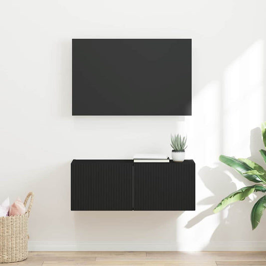 TV Wandkast Zwart 78,5 x 31 x 29,5 cm Bewerkt hout is nu te koop bij PeponiXL, paradijselijk wonen!