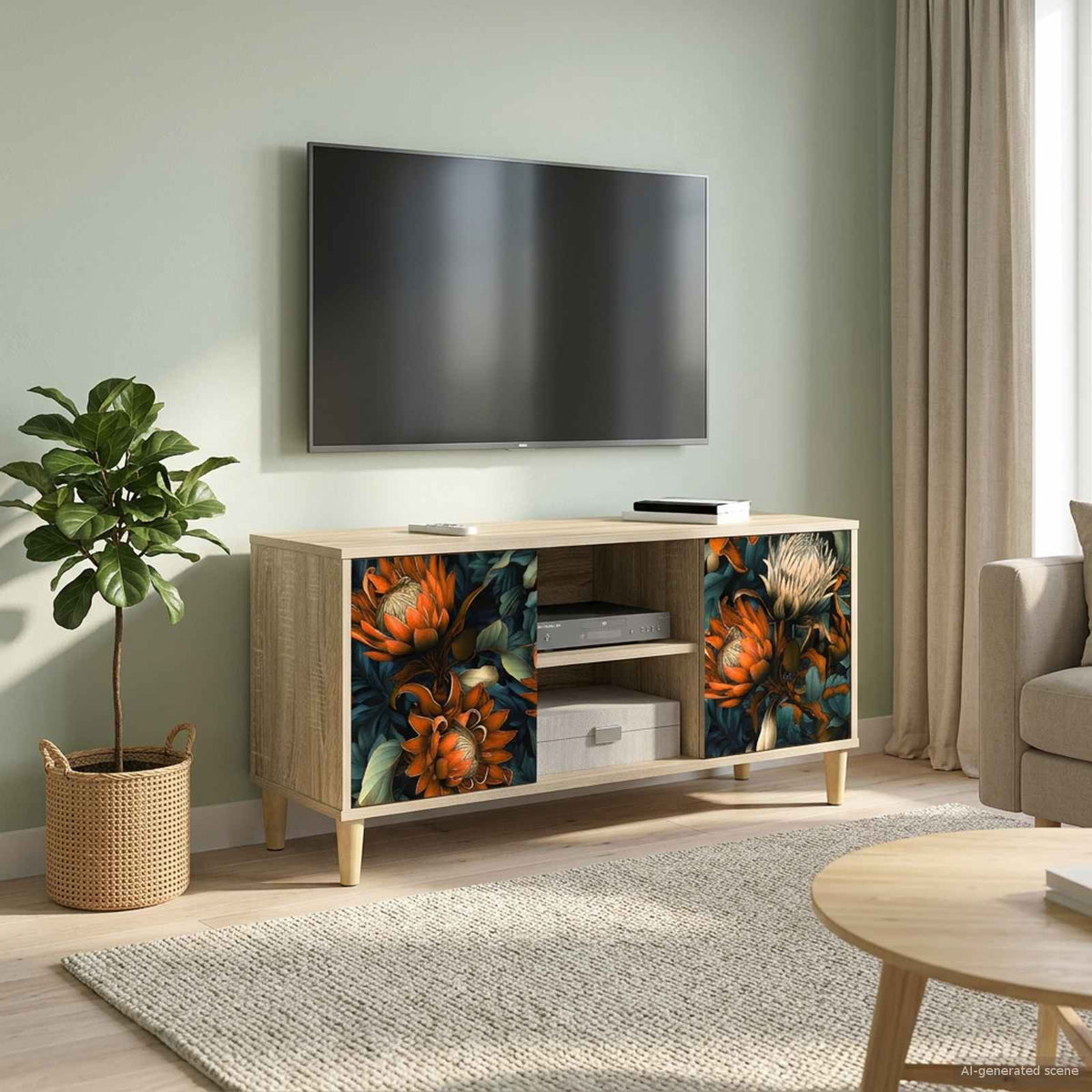 Tv-meubel LOCHEM 102 x 33 x 50 cm Sonoma Bewerkt hout is nu te koop bij PeponiXL, paradijselijk wonen!