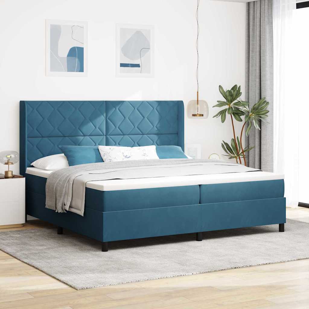 Boxspringbed met hoofdeinde Blauw 200 x 200 cm Fluweel is nu te koop bij PeponiXL, paradijselijk wonen!