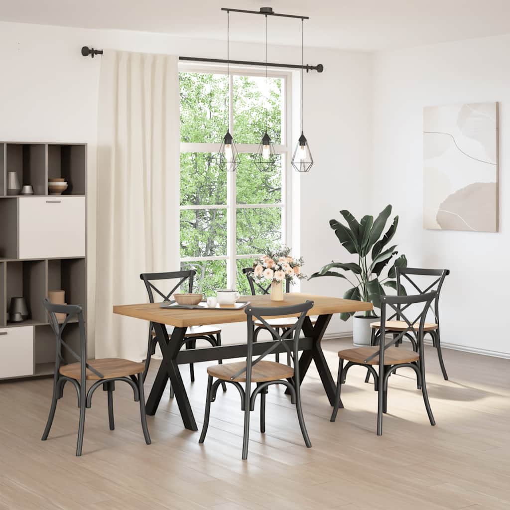 Eettafel NOAIN X-vormige poten 160x90x75 cm massief hout is nu te koop bij PeponiXL, paradijselijk wonen!