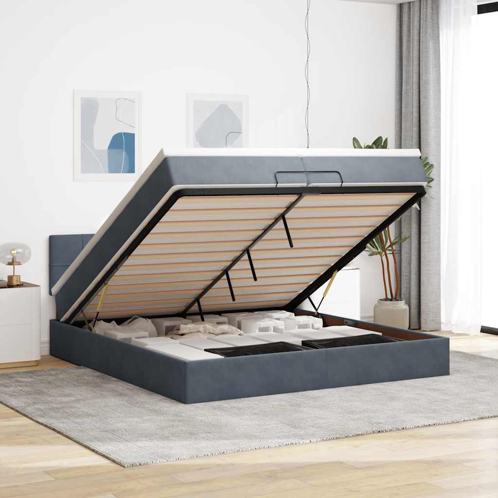 Ottoman bed met matrassen en LED's 200x200cm fluweel is nu te koop bij PeponiXL, paradijselijk wonen!