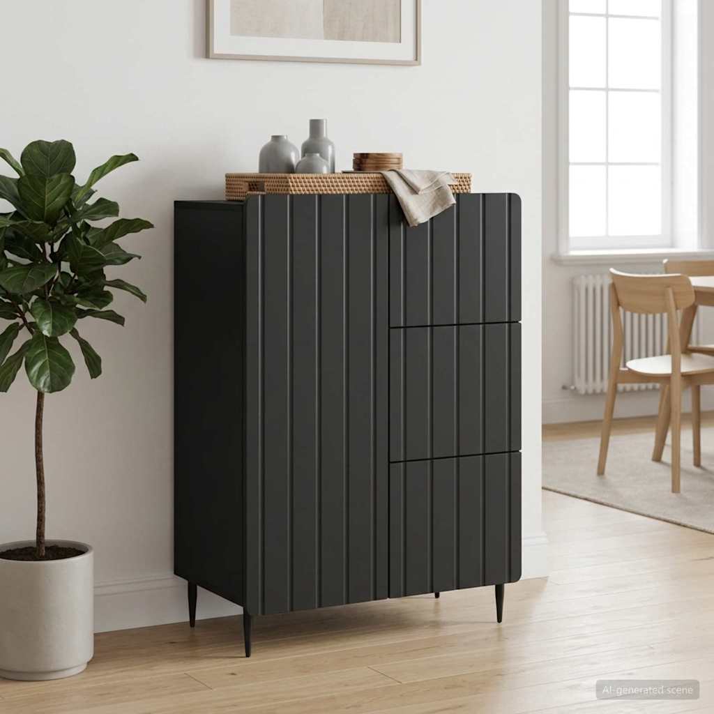 Dressoir met lade Zwart 66 x 34,5 x 91,5 cm Bewerkt hout is nu te koop bij PeponiXL, paradijselijk wonen!