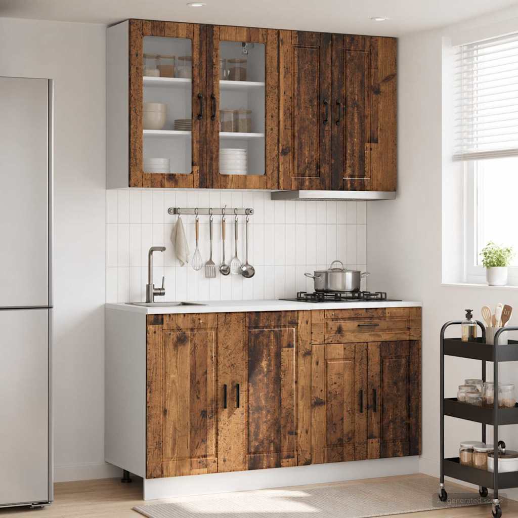 Keukenblok PORTO 4 pcs Oud hout Bewerkt hout is nu te koop bij PeponiXL, paradijselijk wonen!