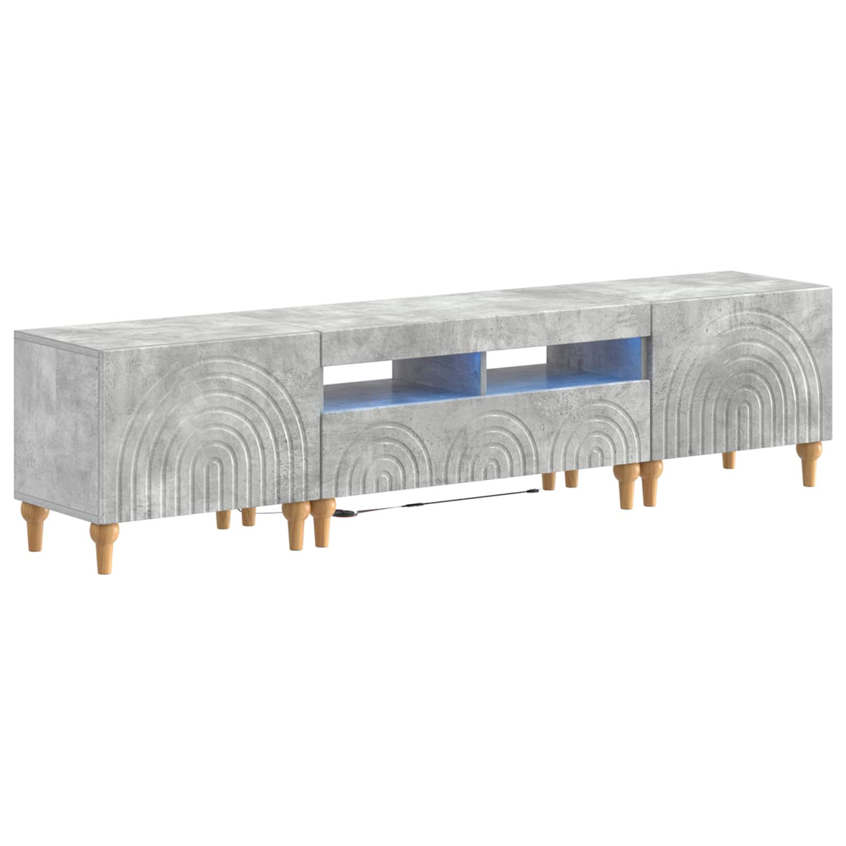 3-delige LED TV-kast Betongrijs Bewerkt hout is nu te koop bij PeponiXL, paradijselijk wonen!