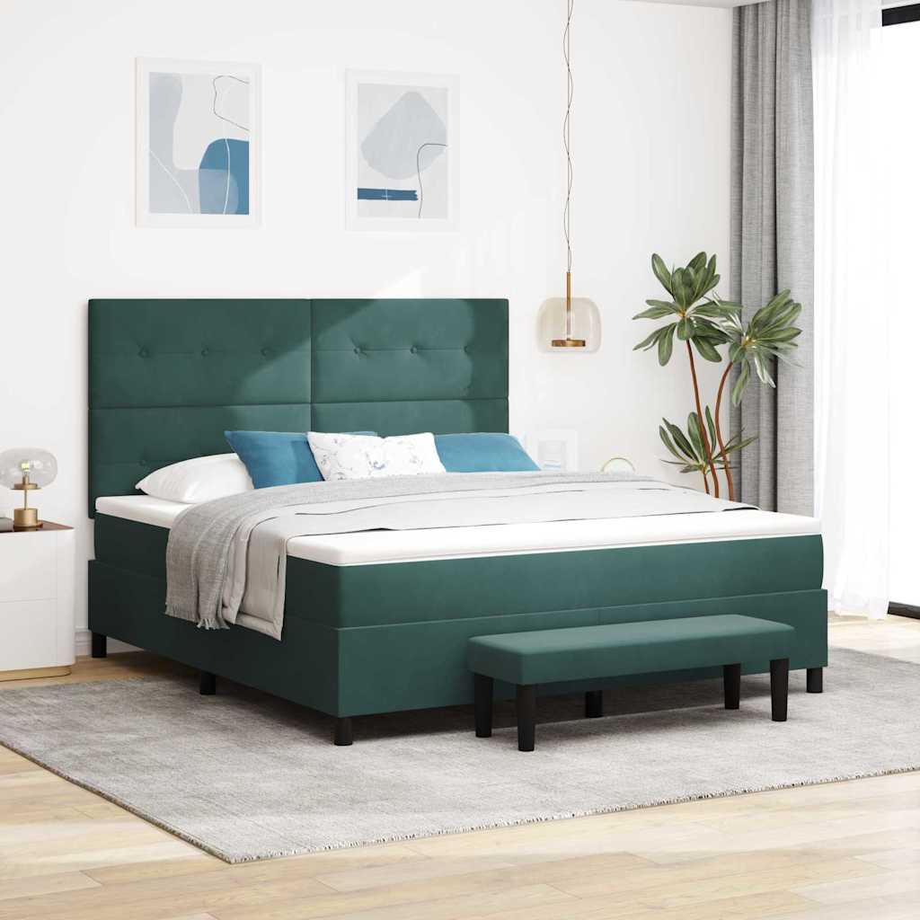Boxspring bed met hoofdeinde Donkergroen 200 x 180 cm Fluweel is nu te koop bij PeponiXL, paradijselijk wonen!