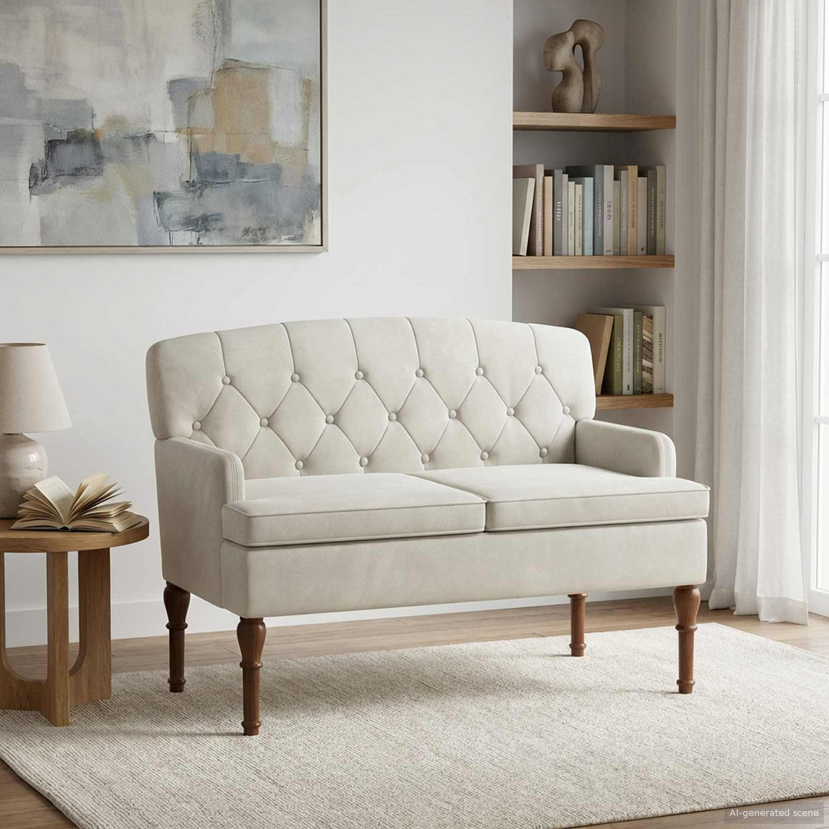 Loungebank met knopencomfort Crèmekleurig 111 x 65 x 79 cm is nu te koop bij PeponiXL, paradijselijk wonen!
