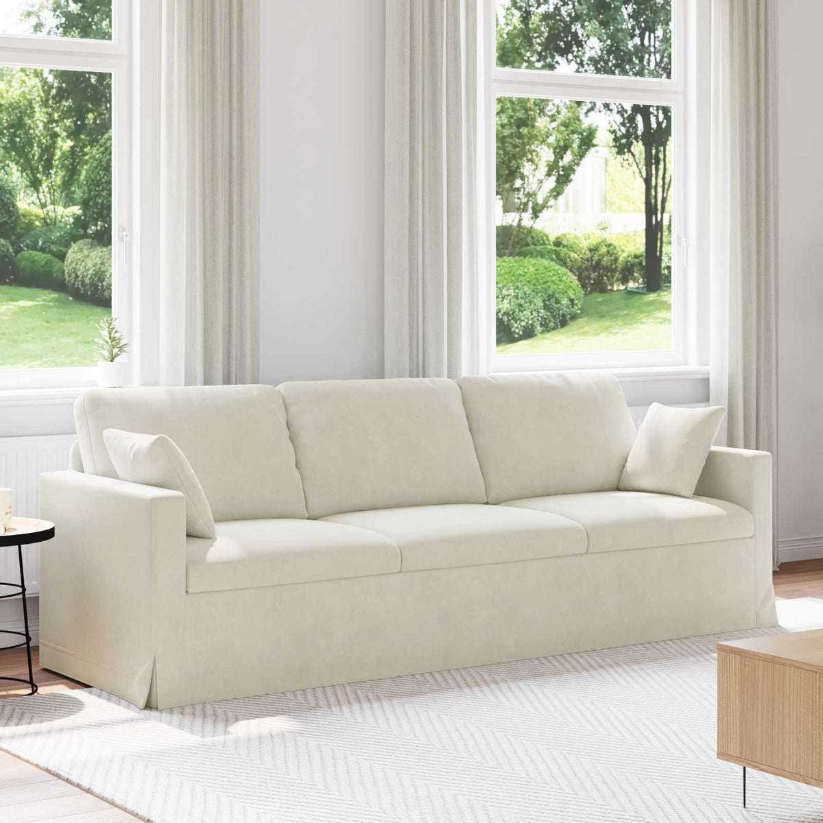 Bank Crème 228 x 78 x 80 cm Fluweel is nu te koop bij PeponiXL, paradijselijk wonen!