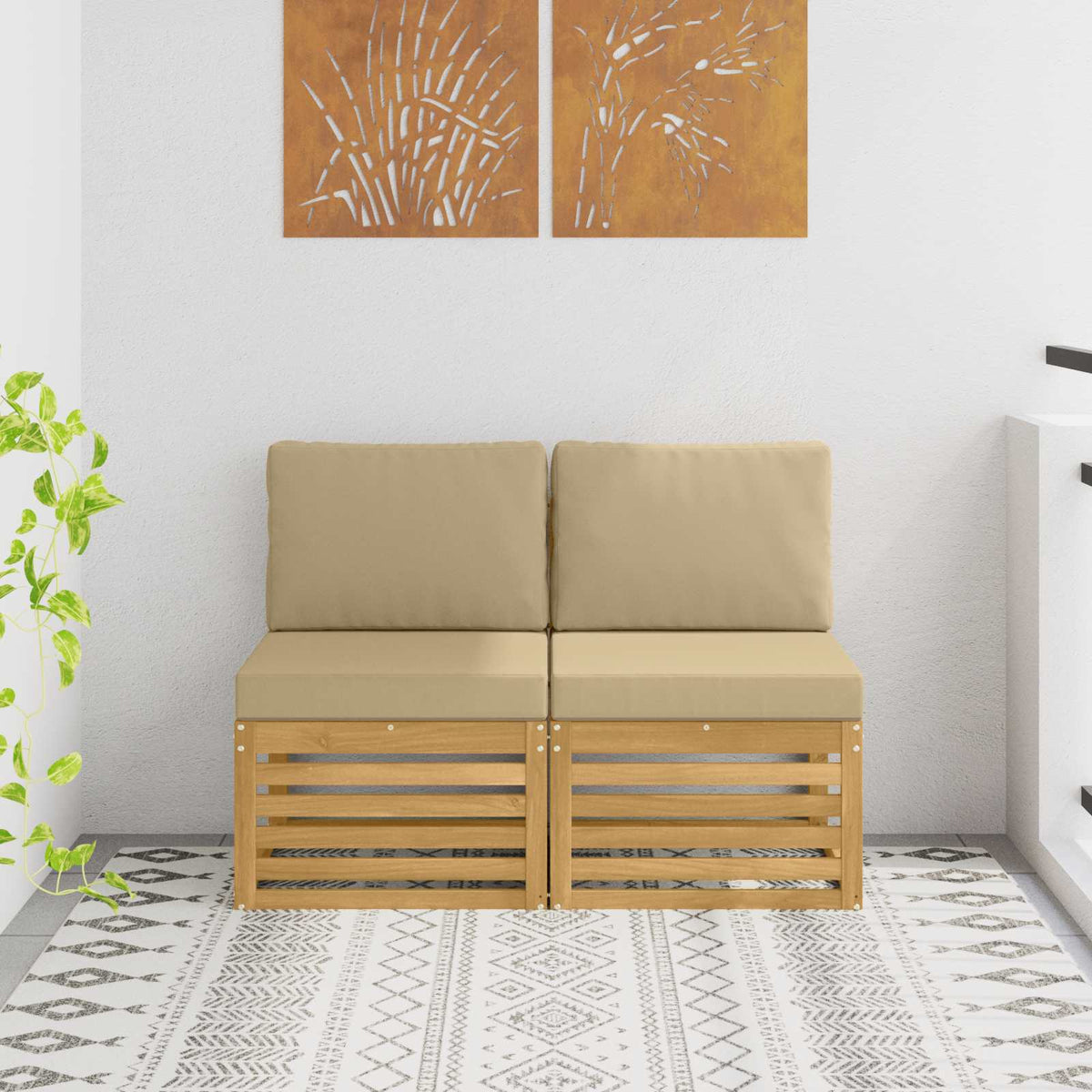 2 Stuk Buiten Midden Sofa Massief Acaciahout Wit is nu te koop bij PeponiXL, paradijselijk wonen!