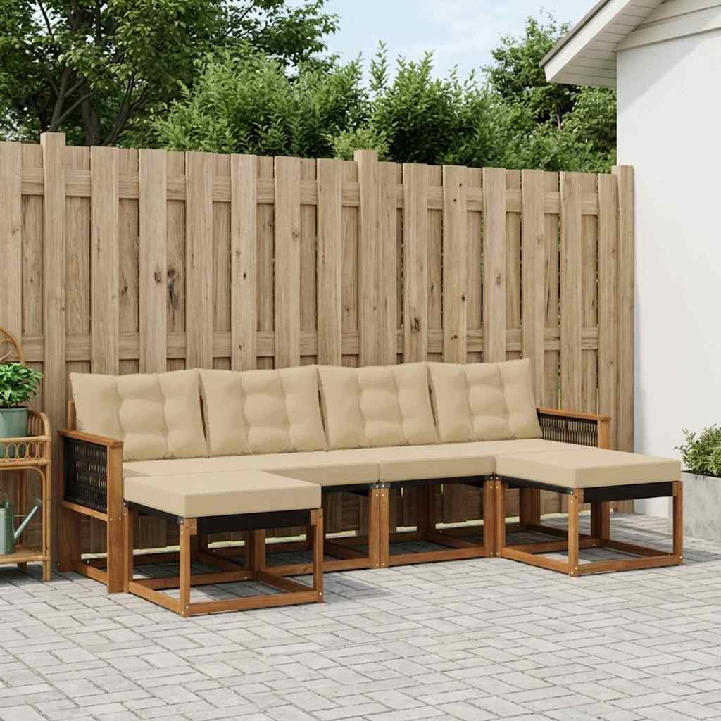 Buiten bankenset met kussen 6 pcs Natuurlijk en Beige is nu te koop bij PeponiXL, paradijselijk wonen!