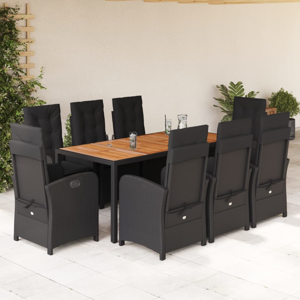 9-delige Tuinset poly rattan zwart is nu te koop bij PeponiXL, paradijselijk wonen!