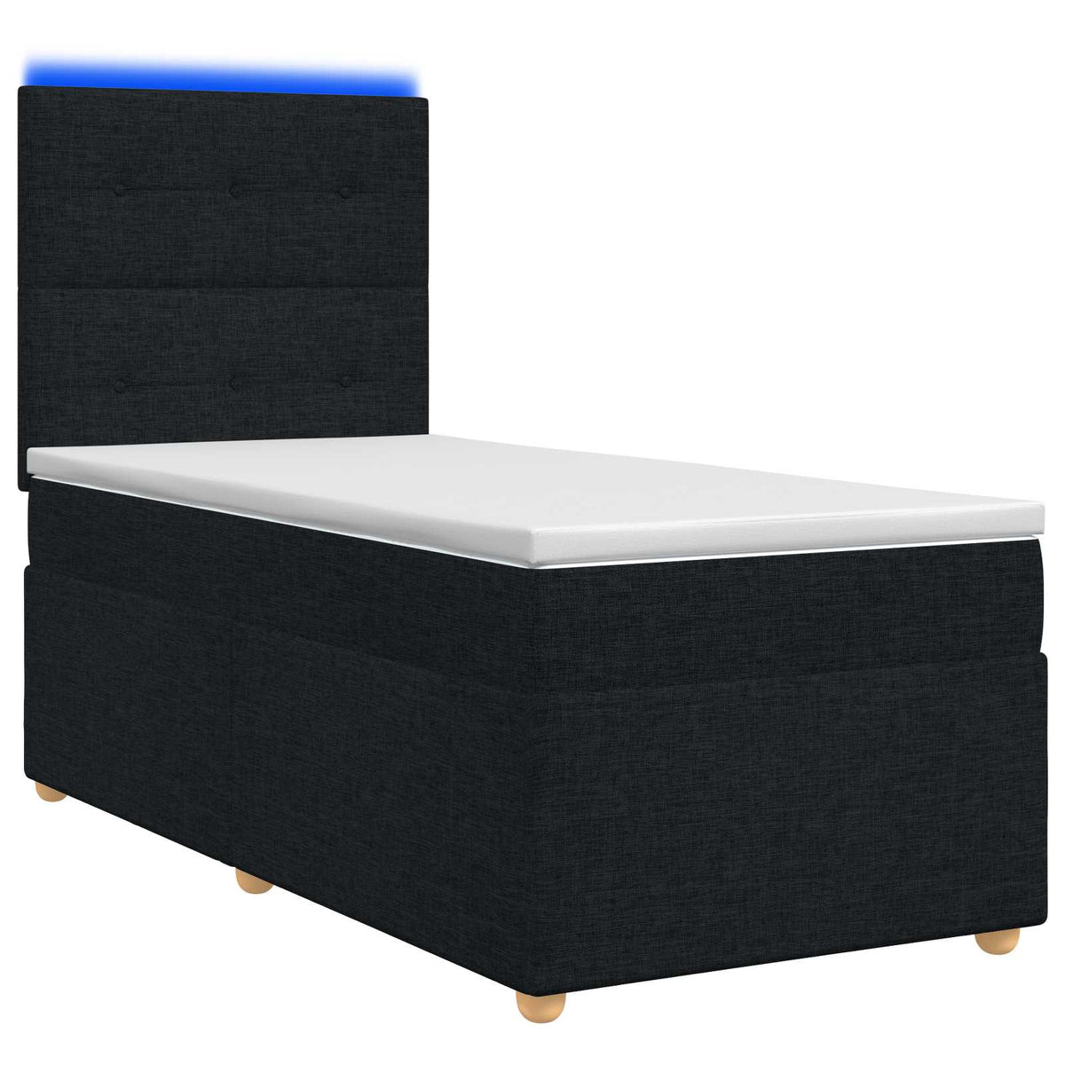 Boxspringbed met matras met hoofdeinde Zwart 90 x 190 cm Stof is nu te koop bij PeponiXL, paradijselijk wonen!