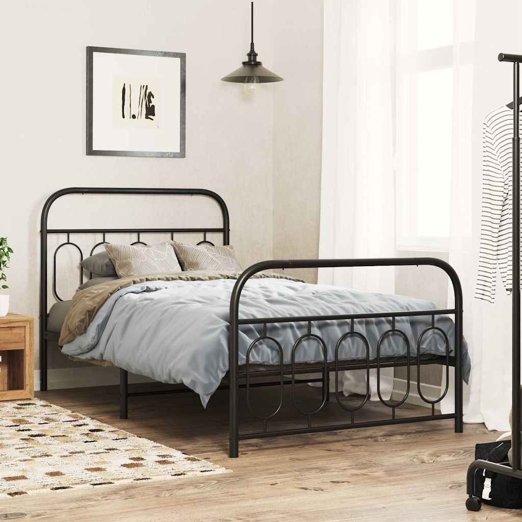 Bedframe met hoofd- en voeteneinde metaal zwart 100x190 cm is nu te koop bij PeponiXL, paradijselijk wonen!