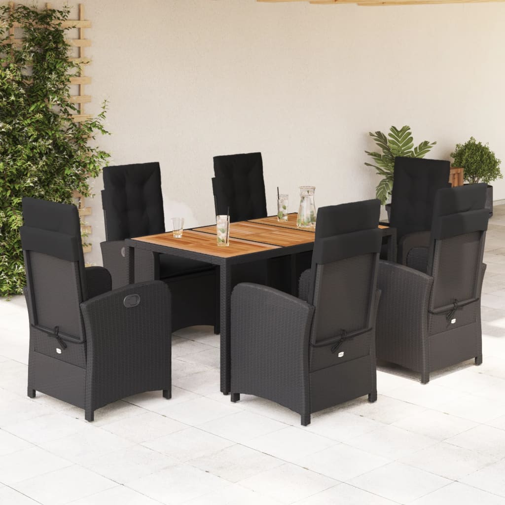 7-delige Tuinset met kussens poly rattan zwart is nu te koop bij PeponiXL, paradijselijk wonen!