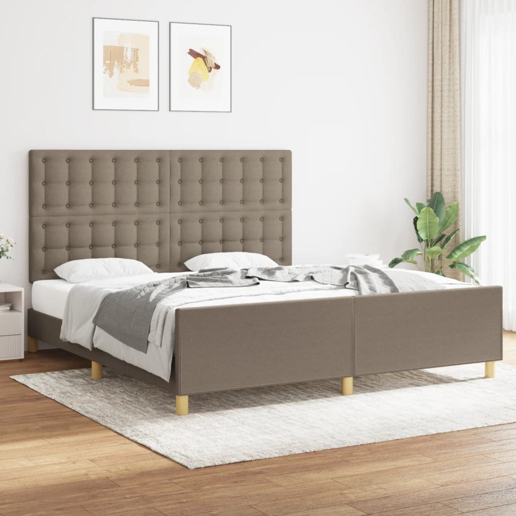 Bedframe met hoofdeinde stof taupe 180x200 cm is nu te koop bij PeponiXL, paradijselijk wonen!