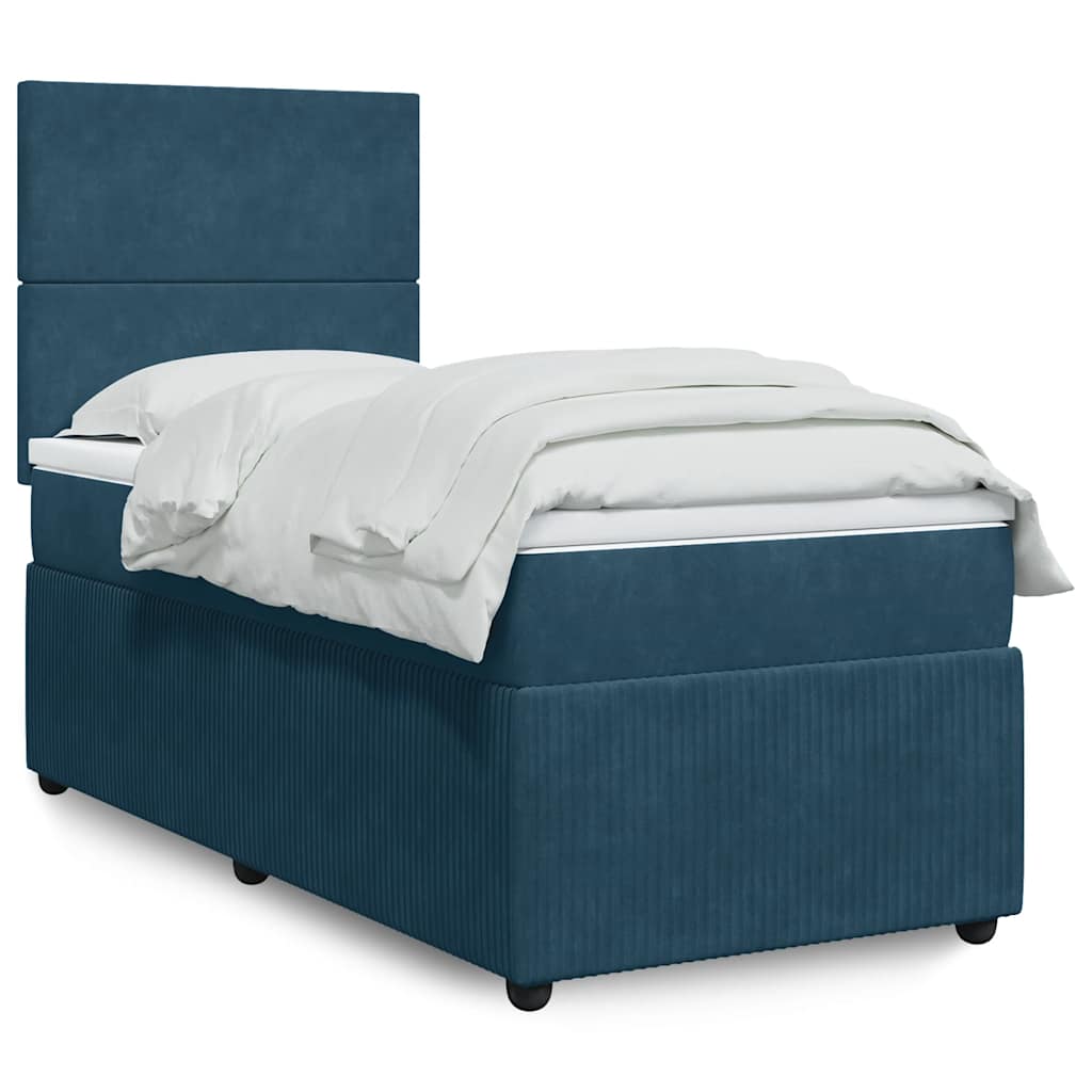 Boxspring met matras fluweel blauw 90x200 cm is nu te koop bij PeponiXL, paradijselijk wonen!
