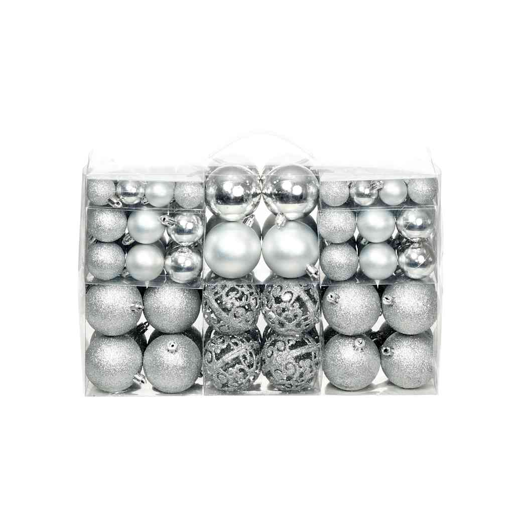 100-delige Kerstballenset 3/4/6 cm zilverkleurig is nu te koop bij PeponiXL, paradijselijk wonen!