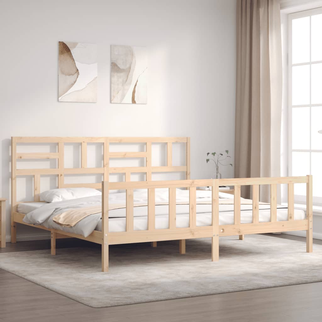 Bedframe met hoofdbord massief hout is nu te koop bij PeponiXL, paradijselijk wonen!