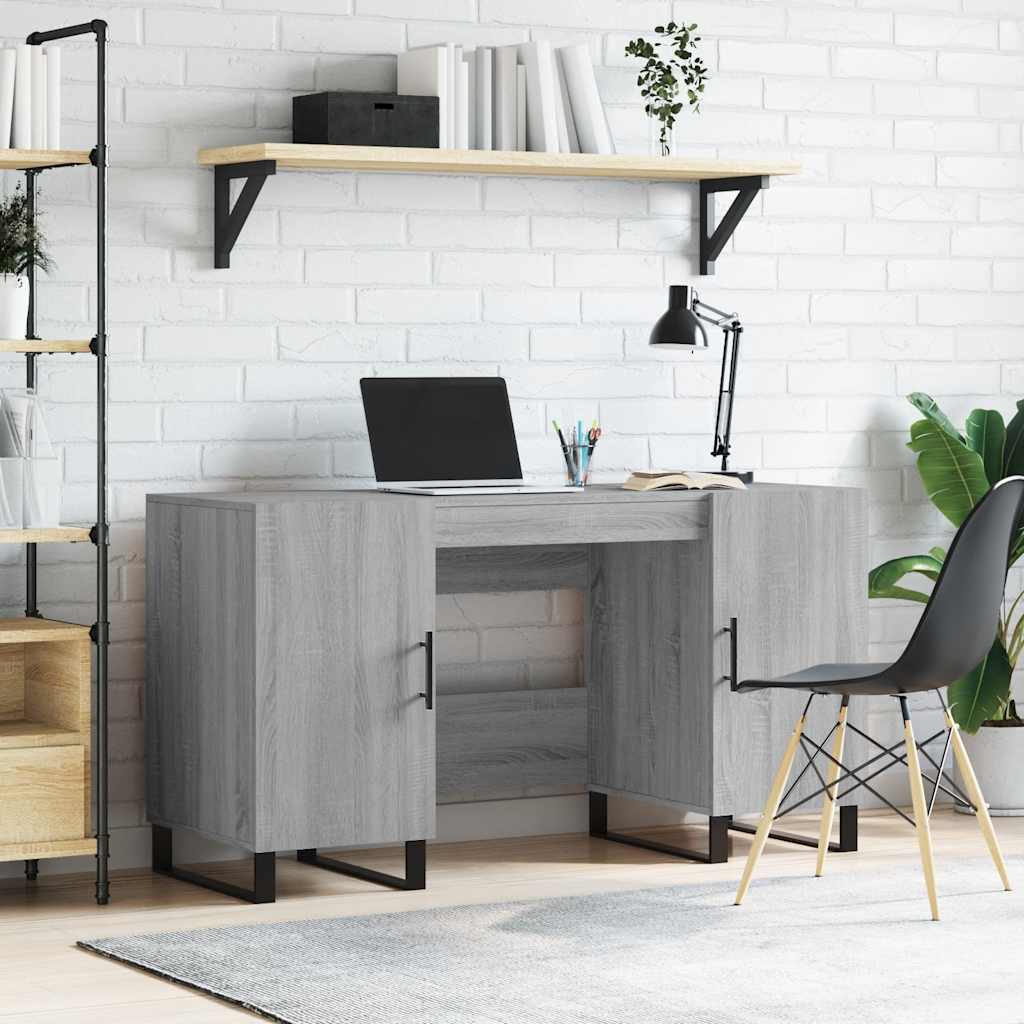 Bureau 140x50x75 cm bewerkt hout grijs sonoma eikenkleurig is nu te koop bij PeponiXL, paradijselijk wonen!