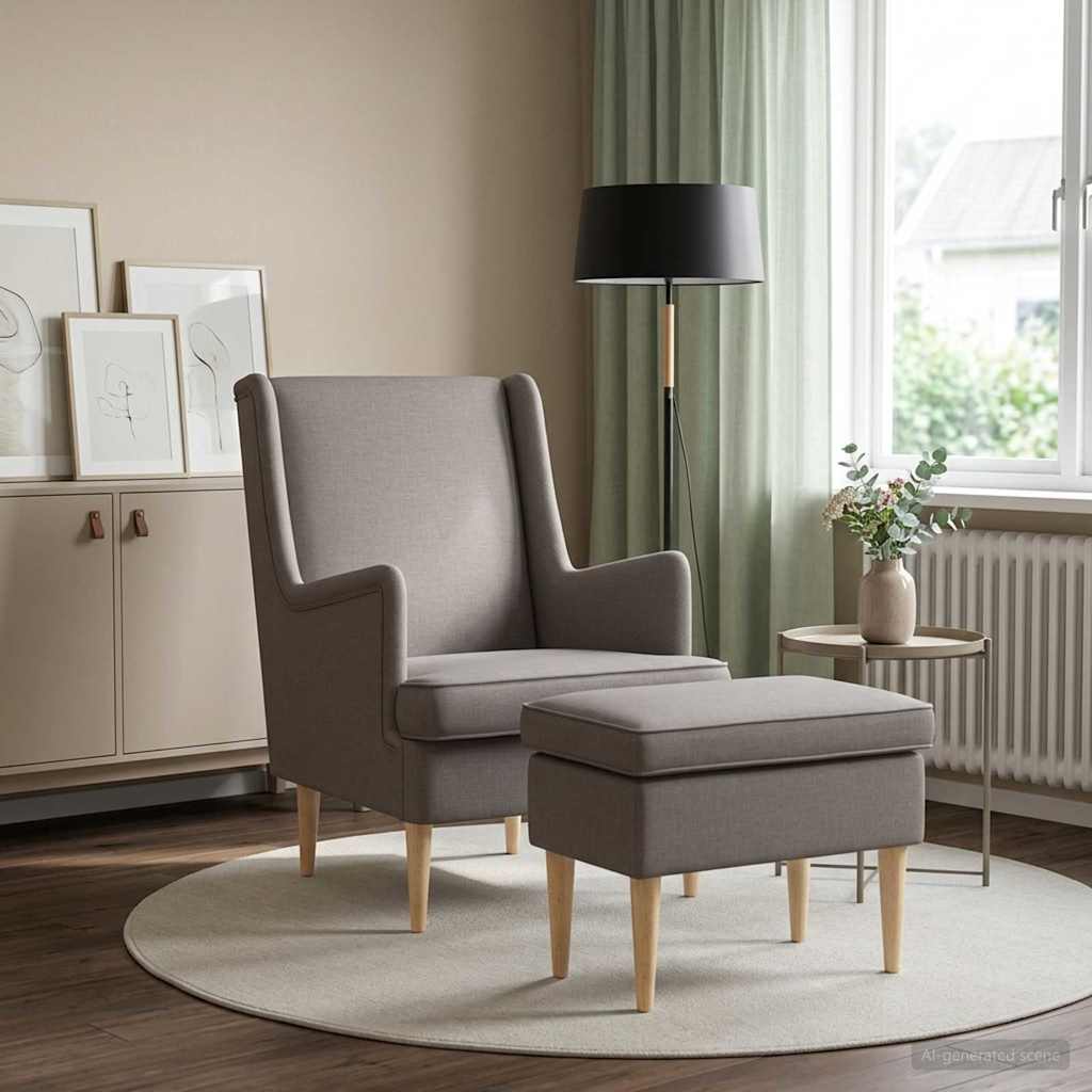 Fauteuil met Voetenbank 2 st Taupe Stof is nu te koop bij PeponiXL, paradijselijk wonen!