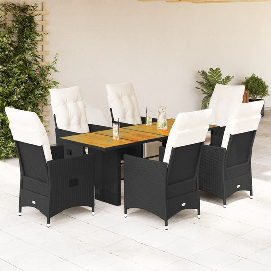 7-delige Tuinset met kussens poly rattan zwart is nu te koop bij PeponiXL, paradijselijk wonen!