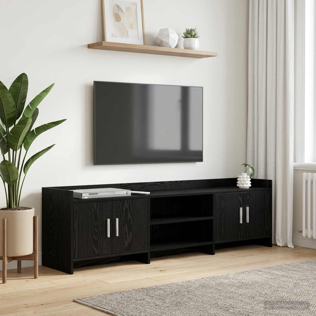 TV-kast 168 x 33 x 47 cm Zwart eiken Bewerkt hout is nu te koop bij PeponiXL, paradijselijk wonen!