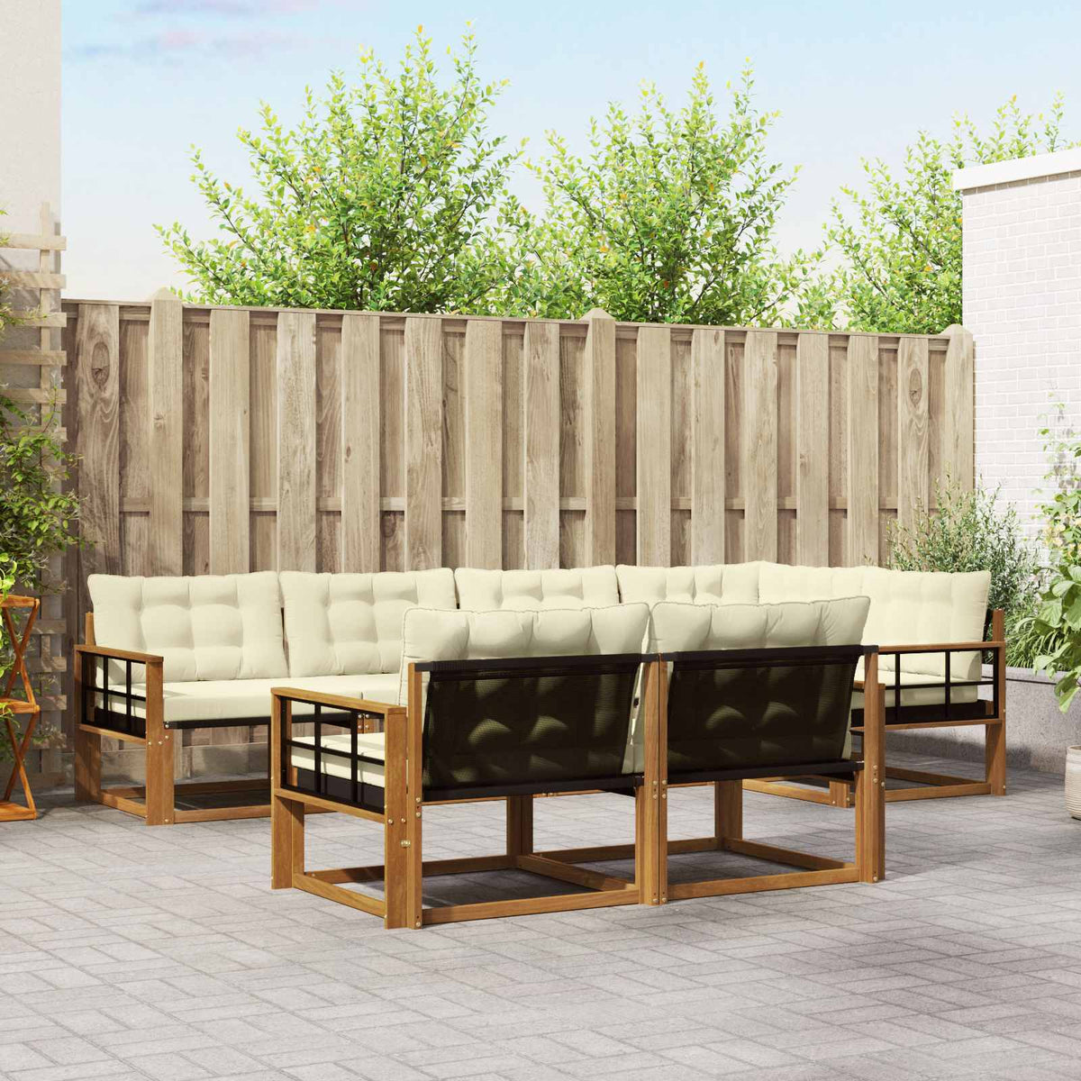 Buiten bankenset met kussen 7 pcs Natuurlijk en Crème is nu te koop bij PeponiXL, paradijselijk wonen!