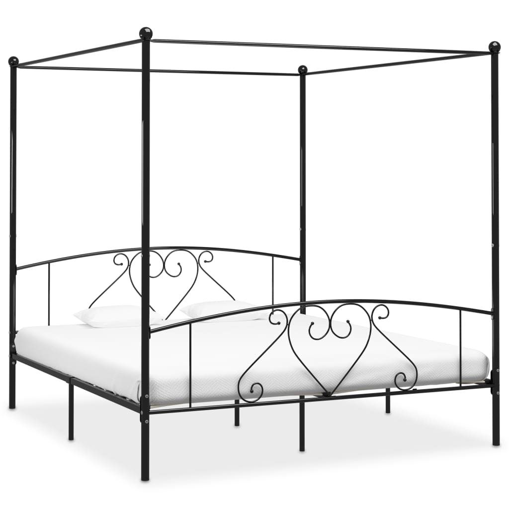 Hemelbedframe metaal zwart 200x200 cm is nu te koop bij PeponiXL, paradijselijk wonen!